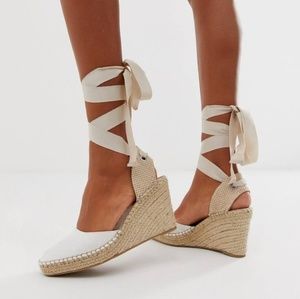 ASOS DESIGN Jaylen Espadrille Wedges White 8M NEW